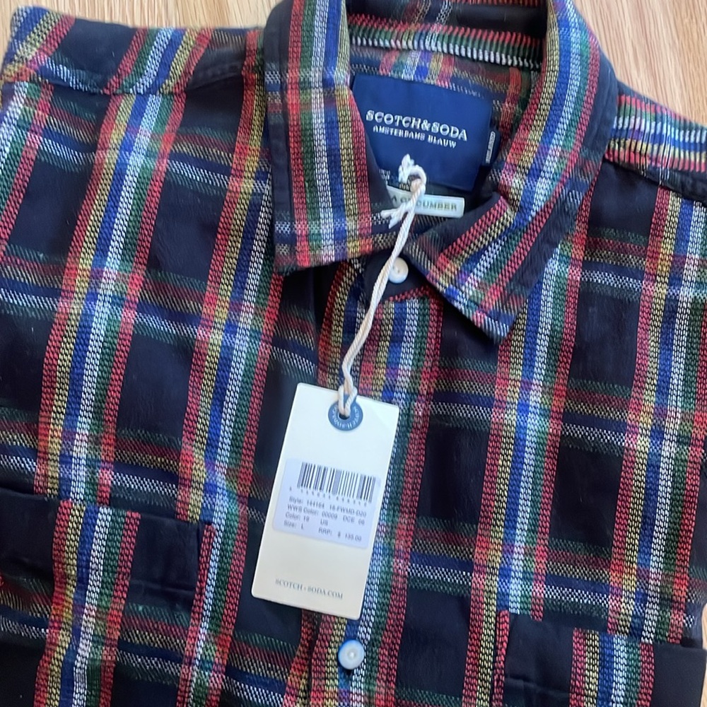 Scotch & Soda Men's Navy and Red Plaid Shirt - Picture 6 of 9